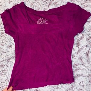 👑 SUPER SEXY TIGHT PURPLE SQUARE NECK TOP — SMALL